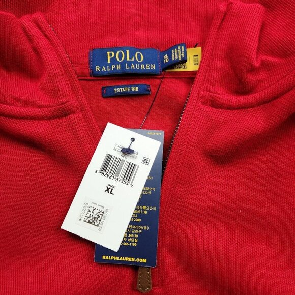 Mens Polo Ralph Lauren Estate Rib size XL Flesh Pony 1/4 Zip Pullover - Picture 3 of 7